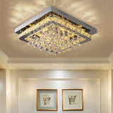 Chrome Finished Sqaure LED Ceiling Light with Luxury Crystal Ball Drops Ceiling Light Living and Home Dimmable Warm Glow 
