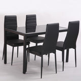 Set of 4 Leather Upholstered Metal Legs Dining Chairs