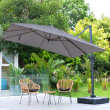 Dark Grey 3 x 3 m Square Cantilever Parasol Outdoor Hanging Umbrella for Garden and Patio Parasols Living and Home Parasol + Cross Base + Square Water Tank 