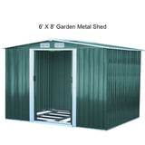 Garden Steel Shed with Gabled Roof Top Garden storage Living and Home 6' x 8' ft Green 