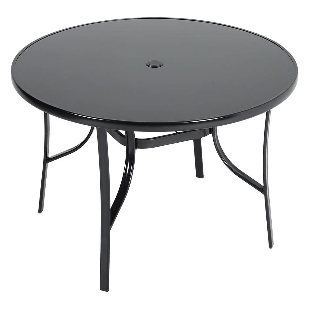 Patio Garden Dining Table with Umbrella Hole Glass Garden Table – Living and Home