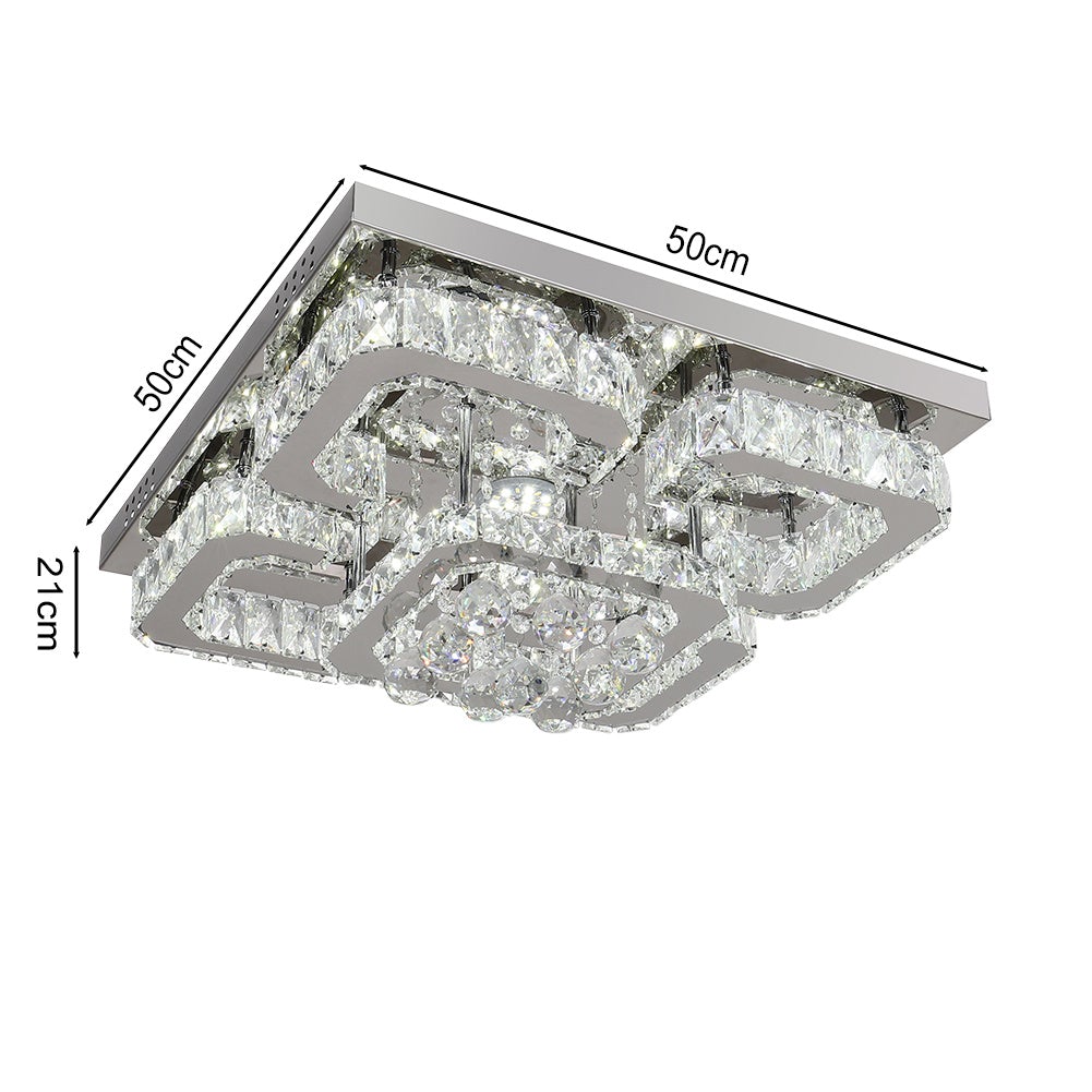 Square LED Ceiling Light with Crystal Heads Ceiling Light Living and Home 