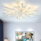 V Shaped Floral Modern Semi-Flush LED Ceiling Light Dimmable/Non-Dimmable Ceiling Lights Living and Home 9 Shades Dimmable 