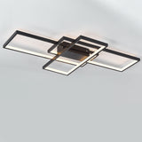 Modern LED Ceiling Light with 3 Black Rectangle Lampshades Ceiling Light Living and Home 110 cm Dimmable with Remote Warm Light