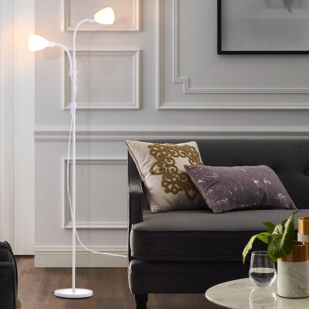 Double Heads Floor Lamp Lighting Living and Home White 