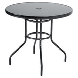 Outdoor Round Dining Set Tempered Glass Table and Rattan Chairs GARDEN DINING SETS Living and Home 