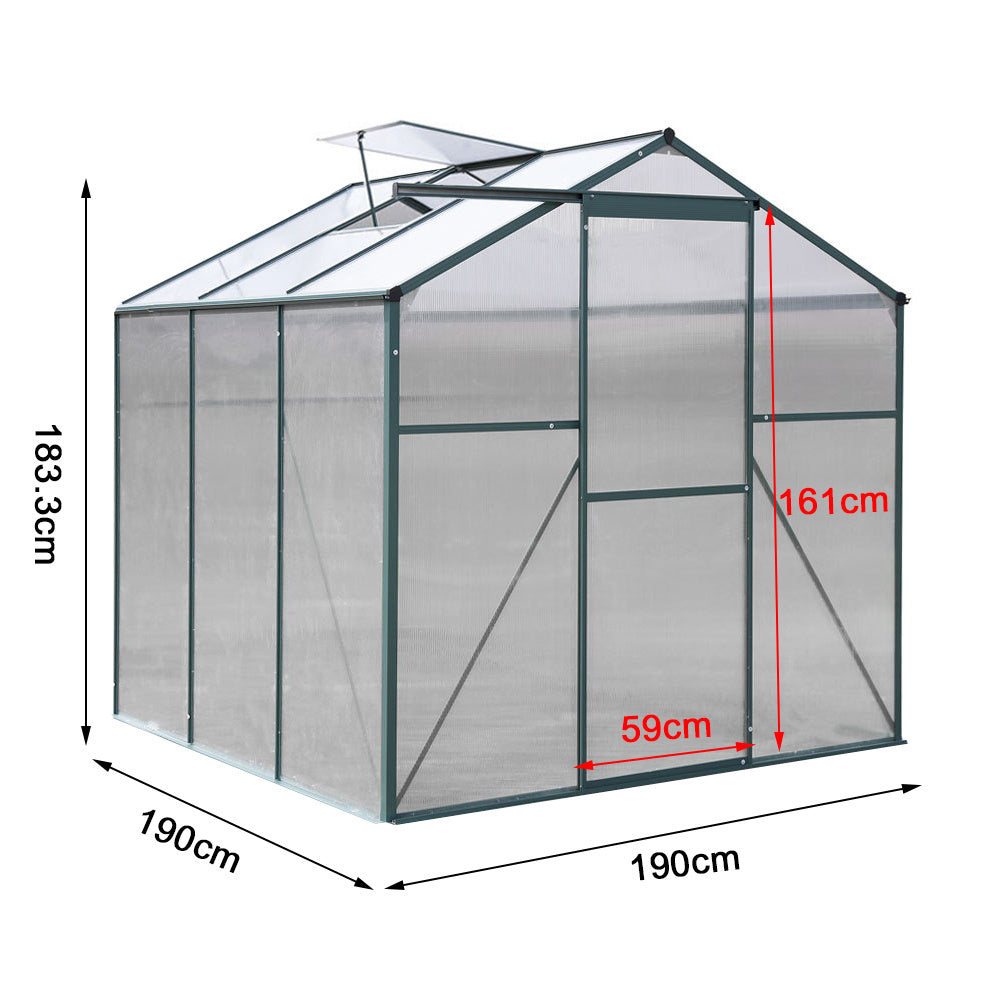 6' x 6' ft Garden Hobby Greenhouse Green Framed with Vent Greenhouse Living and Home 