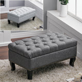 Button Tufted Upholstered Bench Benches & Footstools Living and Home 