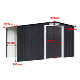 Garden Steel Shed Gable Roof Top with Firewood Storage Garden storage Living and Home W 329 x T 207 x H 178 cm 