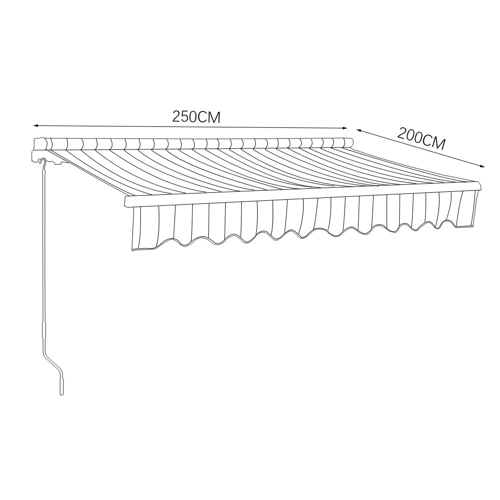 Retractable Patio Awning - Manual Shelter - Blue & White Awnings Living and Home L 250 x W 200 cm 