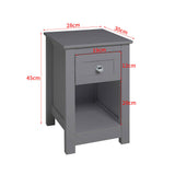 Nightstand Wooden Bedside Table Sofa End Side Table Storage Drawer Cabinet End Tables Living and Home Grey 