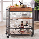 Kitchen Trolley Rolling Serving Drinks Island 3 Tiers Work Shelf Wine Glasses Rack Kitchen Cart Living and Home W79x D46 x H83 cm 