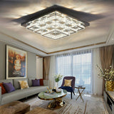 96w LED Ceiling Light 70 x 70 cm Square 3 Tier Crystal Chandelier
